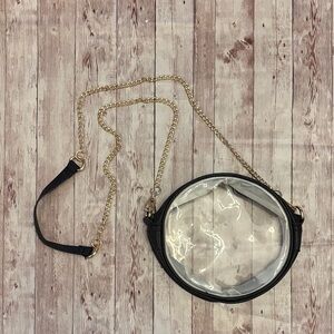 Clear Round Crossbody Bag with Gold Chain